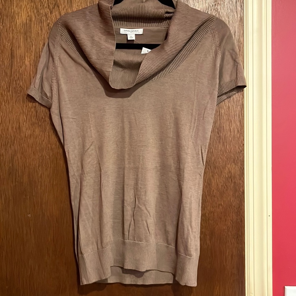 Brown cowl neck top